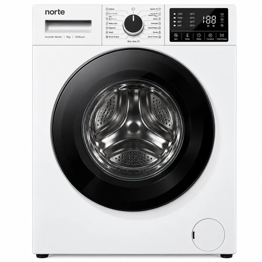 NORTE WASHER 9 KG FRONT LOAD INVERTER WHITE 1200 RPM