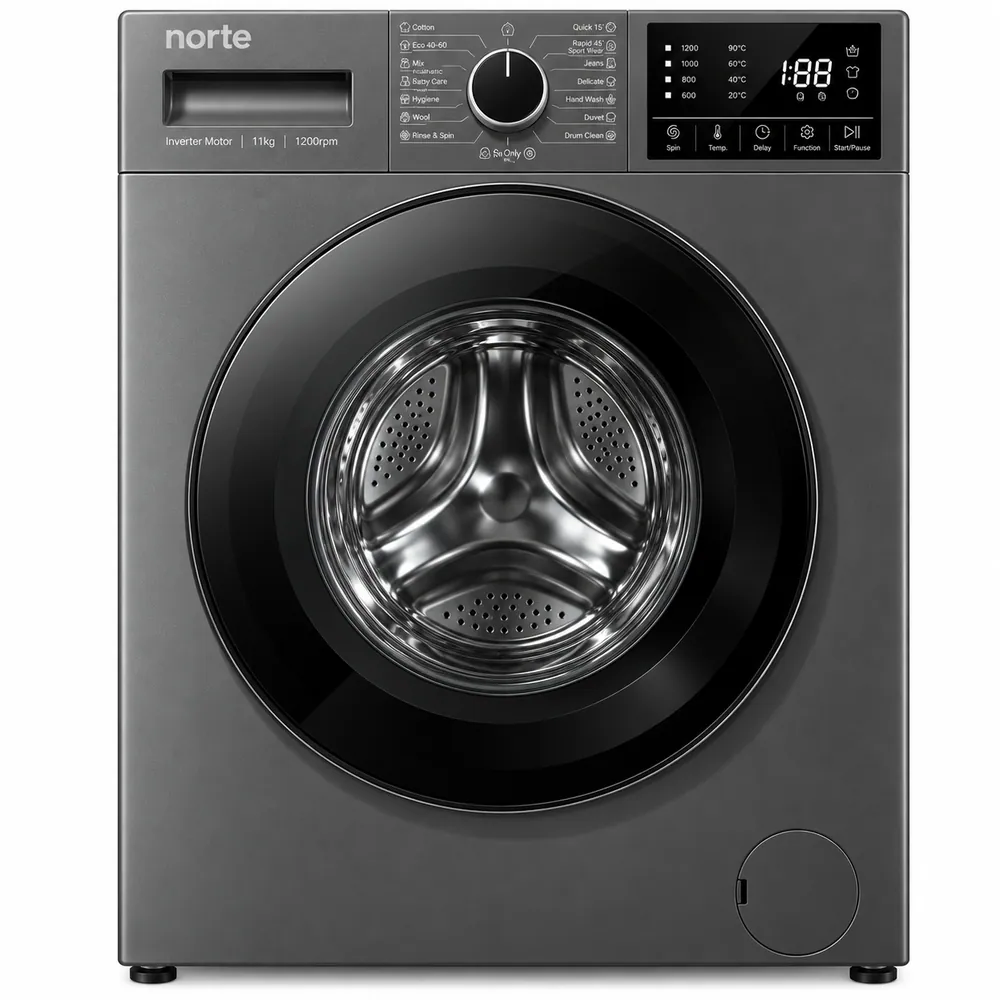 NORTE WASHER 11 KG FRONT LOAD INVERTER DARK GREY 1200 RPM