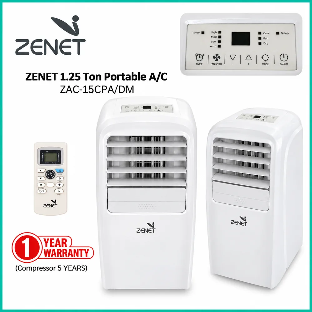 ZENET 1.25 TON PORTABLE A/C W/ REMOTE