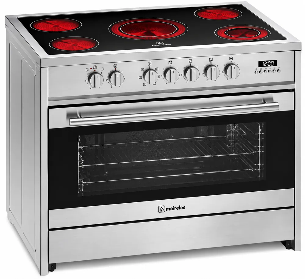 MEIRELES COOKER 90 X 60 ELECTRIC 5 VITROCERAMIC ZONES MULTIFUNCTION 8 PROGRAMS 121L SS