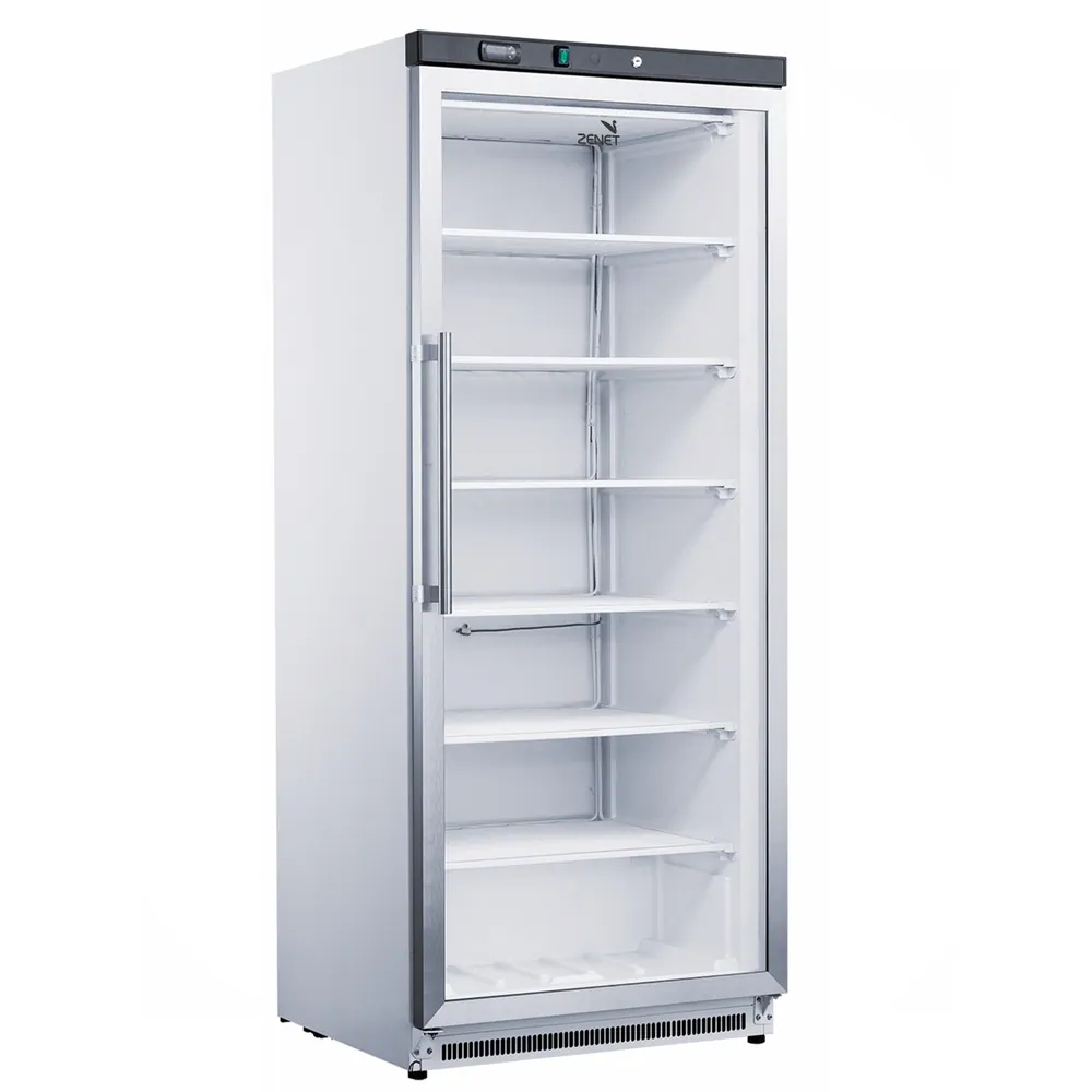ZENET SHOWCASE FREEZER 600 LTR SINGLE DOOR GLASS DOOR COMMERCIAL WHITE/STEEL