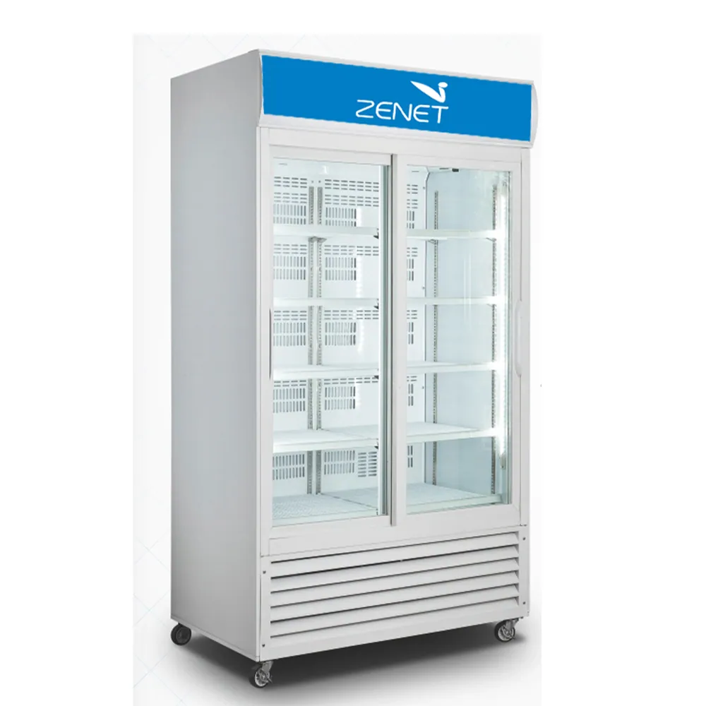 ZENET CHEST FREEZER SHOWCASE 155 LTR GLASS DOOR WHITE/GREY