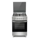 SMARTECH GAS COOKER 55 X 55 CM 4 BURNER WITH OVEN TOP GRILL GLASS LID SS